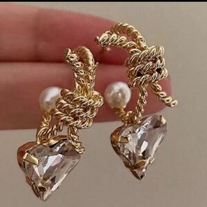Elegant Gold and Silver Heart Earrings